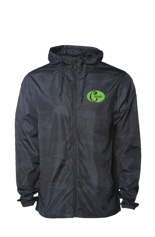 Black Camo Water Resistant Windbreaker Jacket